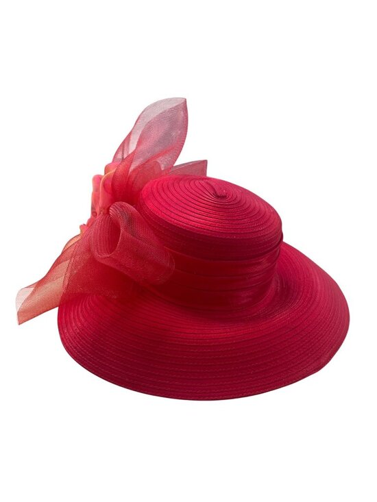 Whittall & Shon Womens Red Dress Hat With Decorative Flower main image 5
